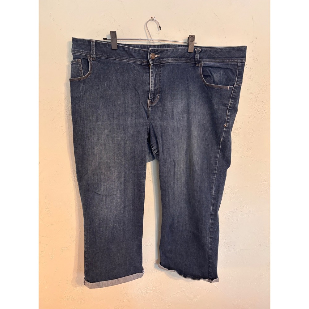 Lane Bryant Genius Fit Capri Jeans Dark Wash Stretch Denim Size 24 Cropped
